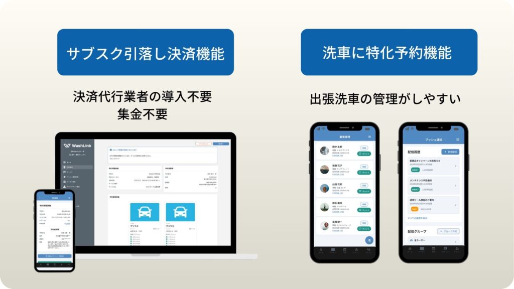予約・決済・顧客管理をこれ一つで(WashLink)